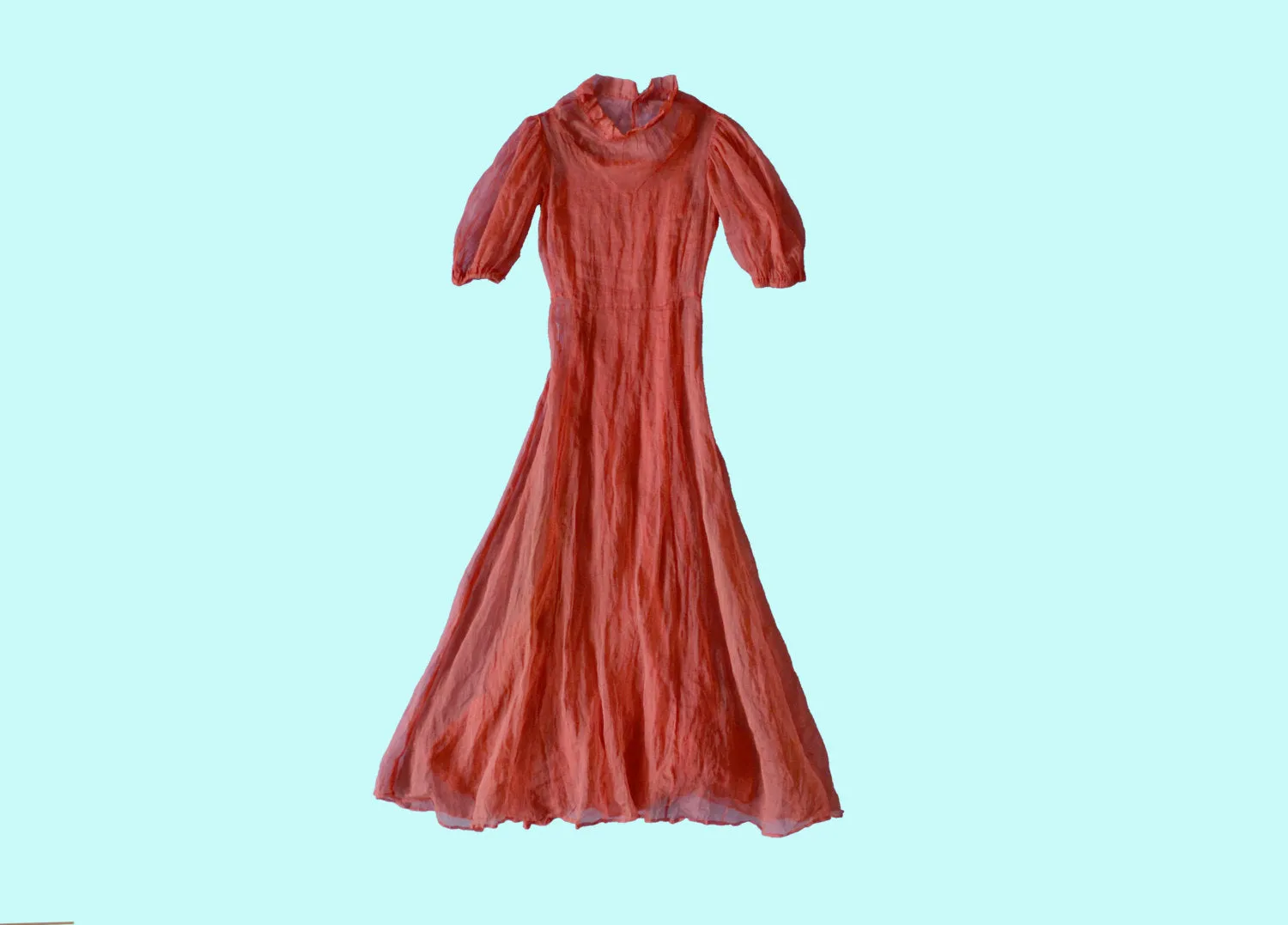 1930s Red Linen Dress size XS