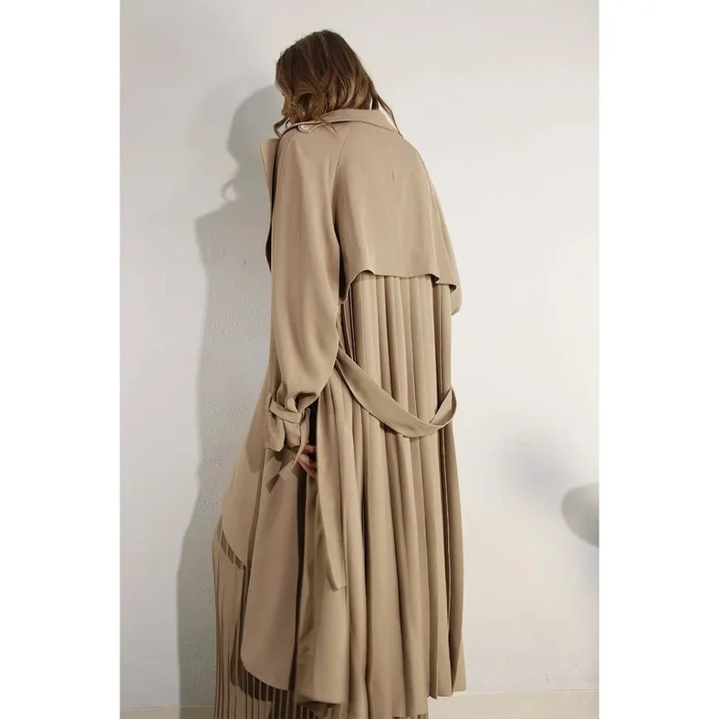 Back Pleated Trench Coat ASH TAUPE