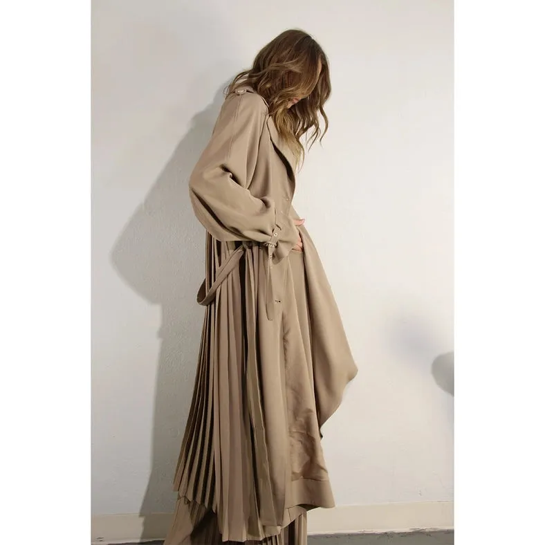 Back Pleated Trench Coat ASH TAUPE