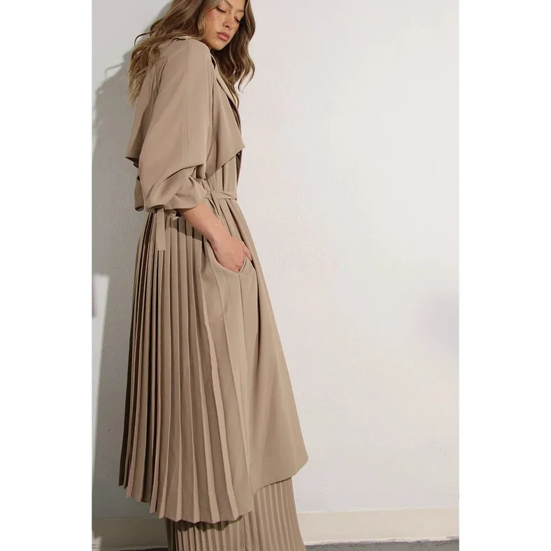 Back Pleated Trench Coat ASH TAUPE