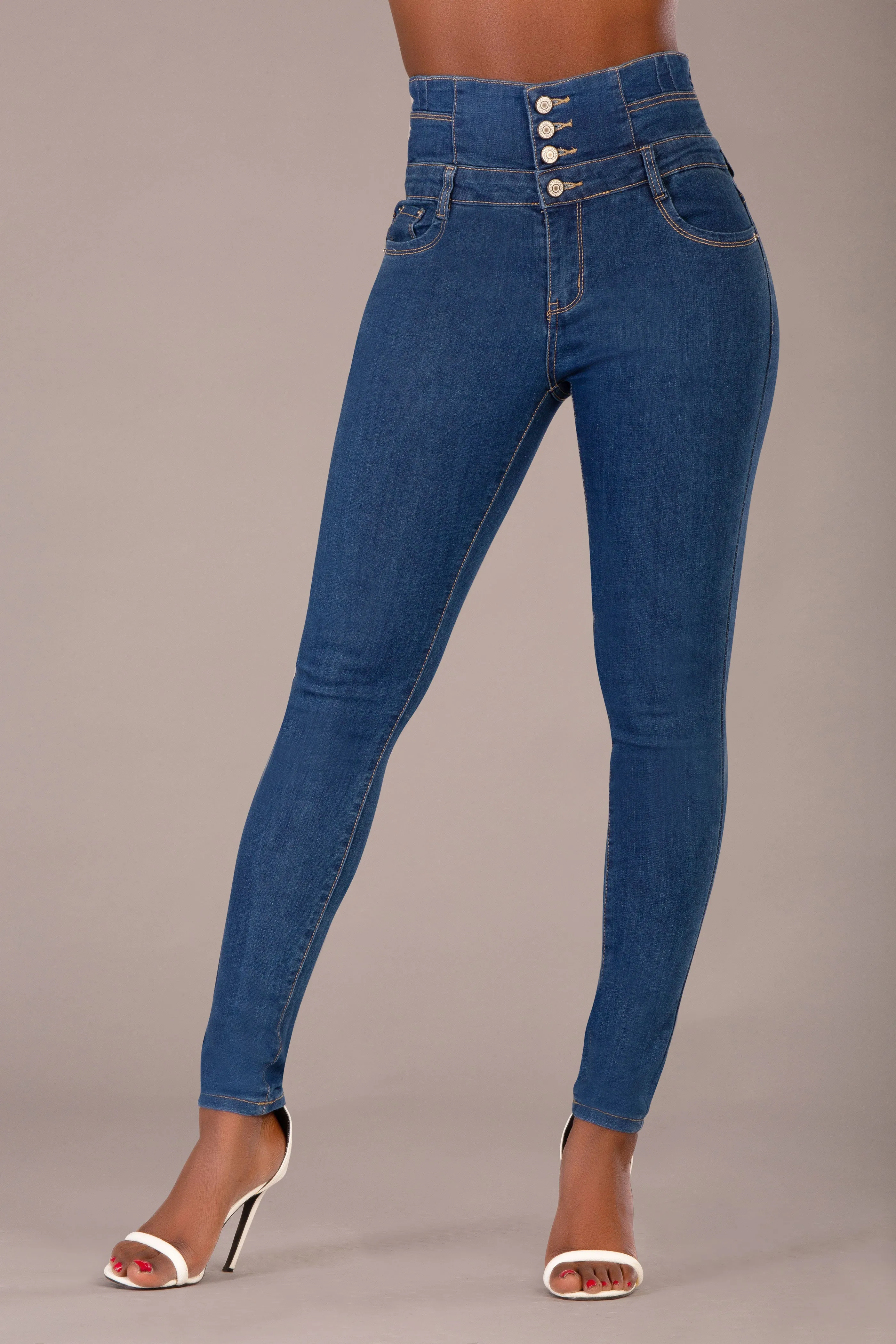 BellaFit Classic Blue High-Waist Skinny Jeans