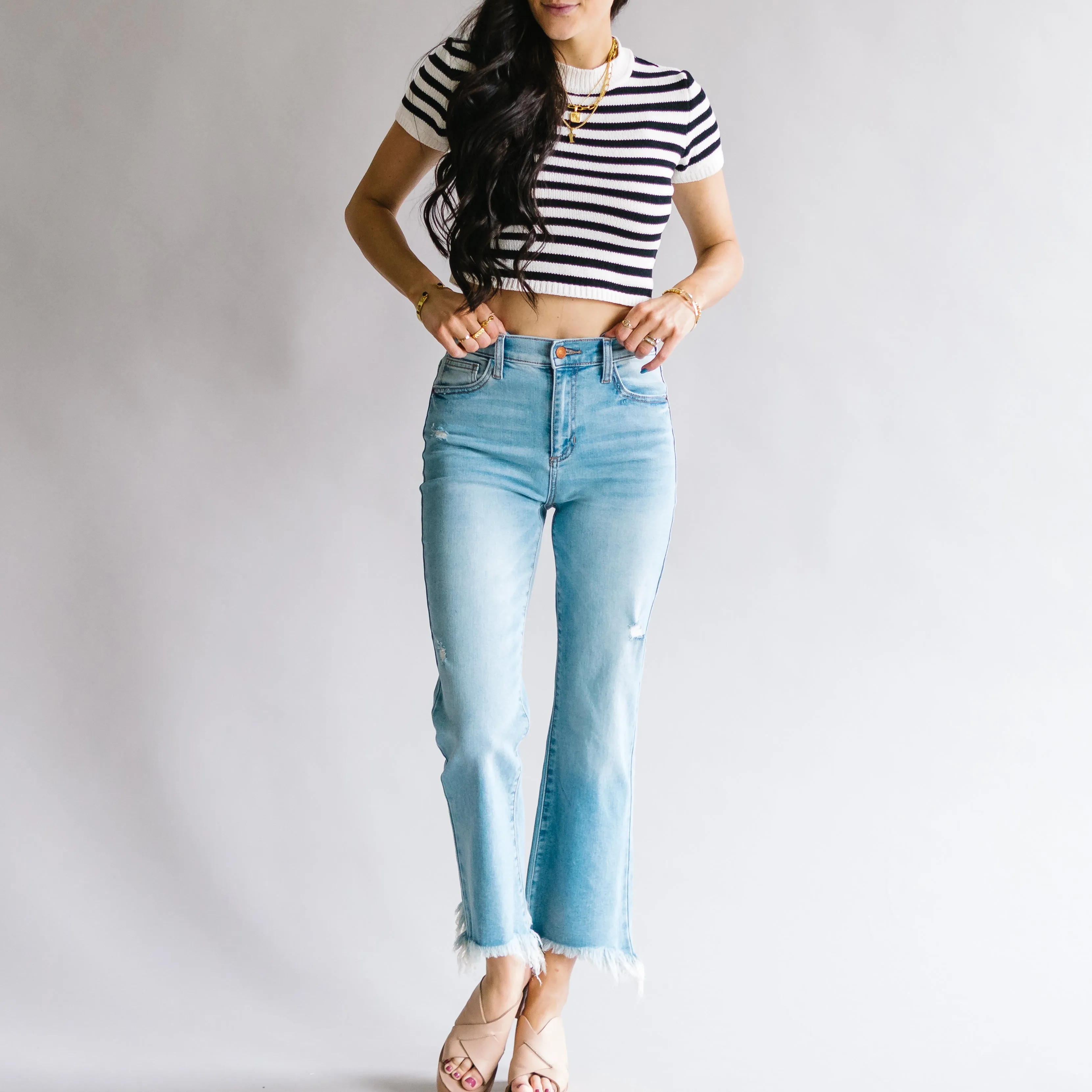 Belong With Me Raw Hem Flare jeans