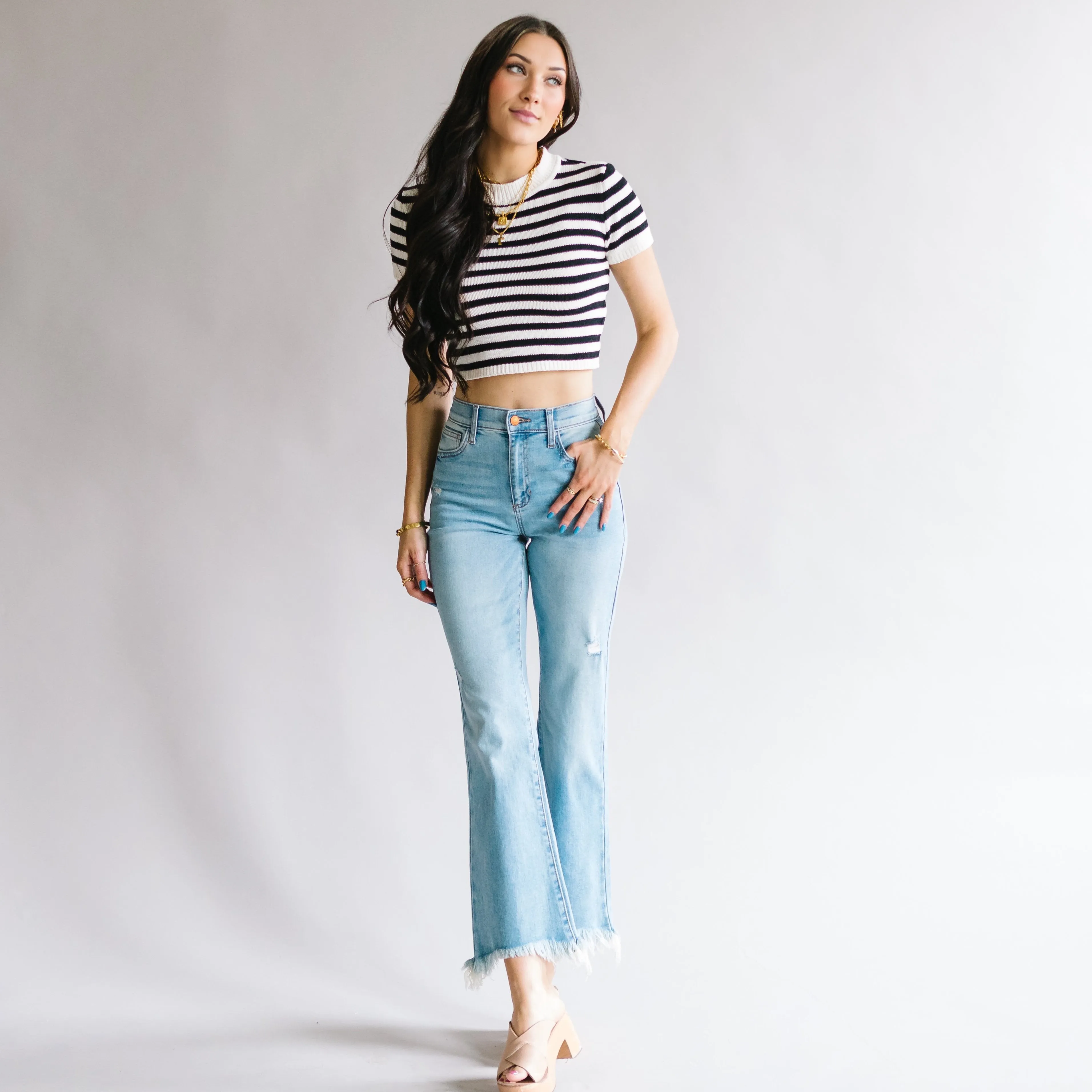 Belong With Me Raw Hem Flare jeans