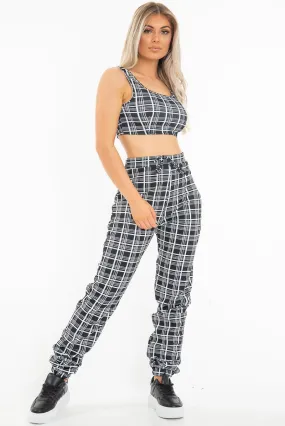 Black White Check Crop Top Trouser Co-Ord - Lynda