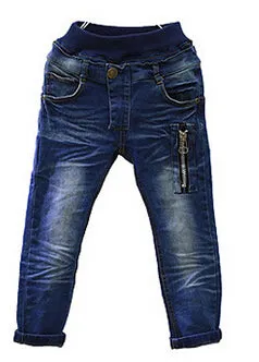 Blue Skinny Jeans Boys Leather Pocket Decor