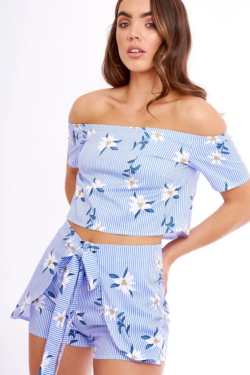 Blue Striped Crop Top - Katrin