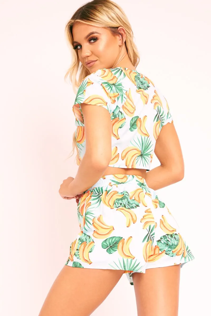 Blue Tropical Print Crop Top and Shorts Co-ord - Olivia