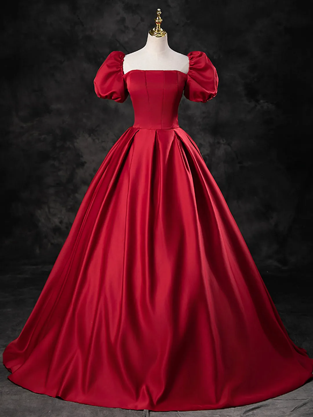 Burgundy Satin Off the Shoulder Formal Dress, A-Line Burgundy Evening Dress