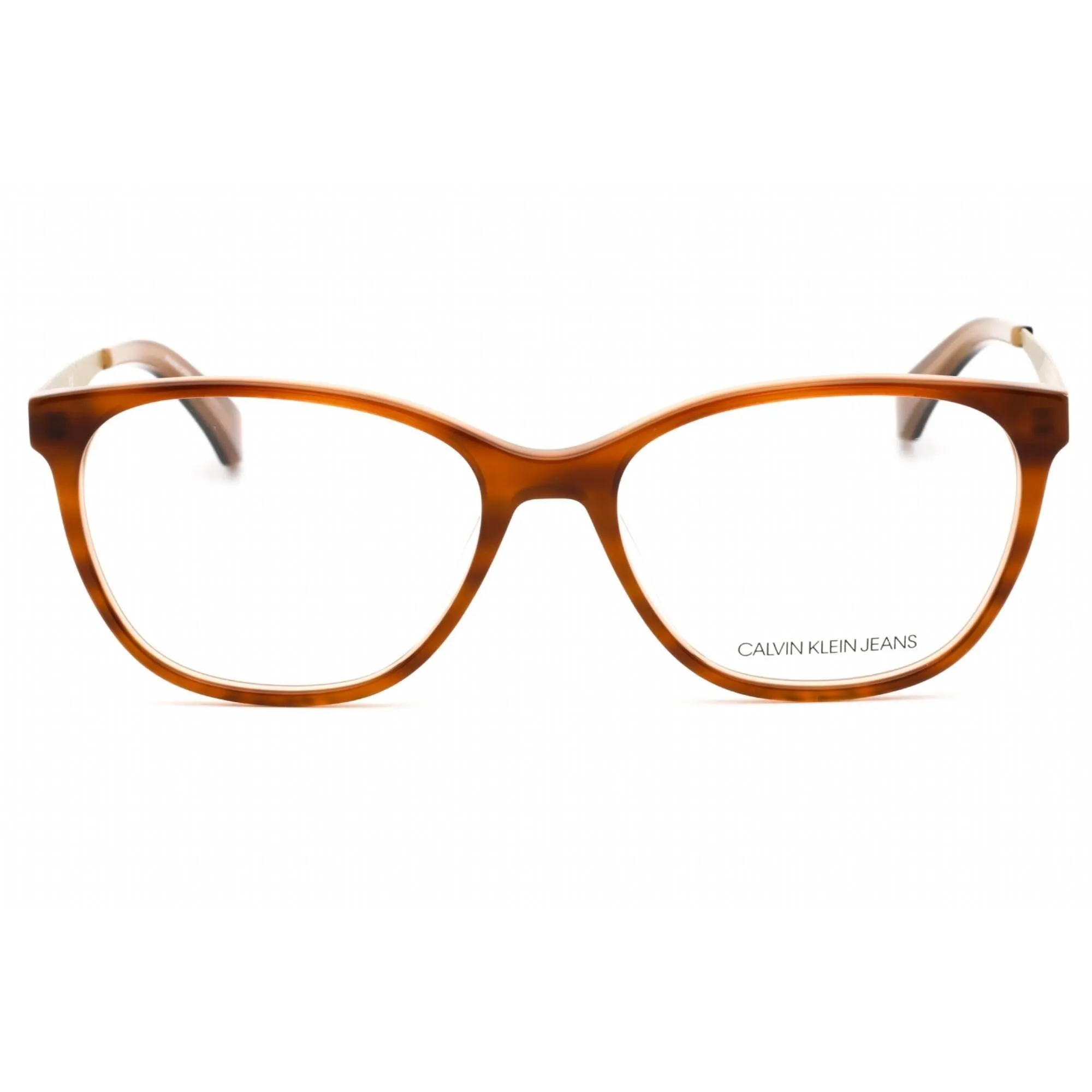 Calvin Klein Jeans Unisex Eyeglasses - Amber Horn/Beige Cat Eye Frame | CKJ481 244