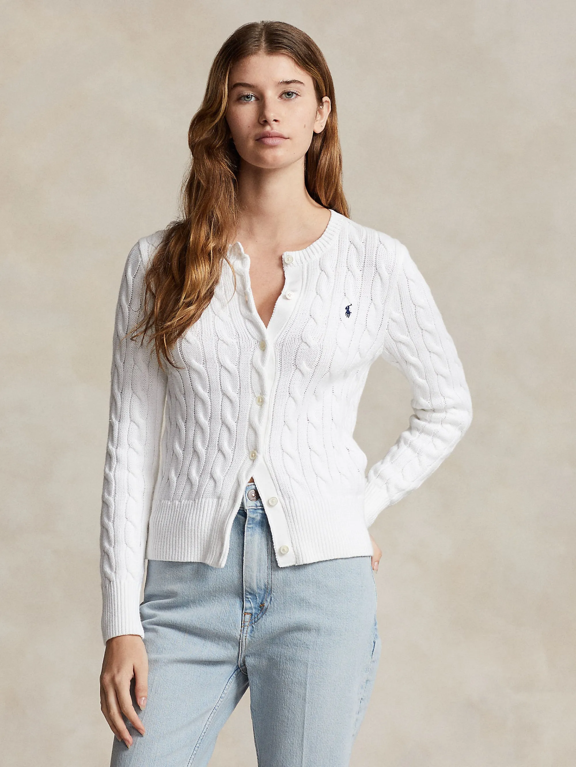 Cardigan a Trecce Bianco