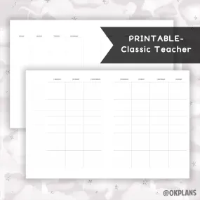 Classic Teacher Planner // Digital Download // Writing Paper, Study Note Template, Lecture Notes Taking