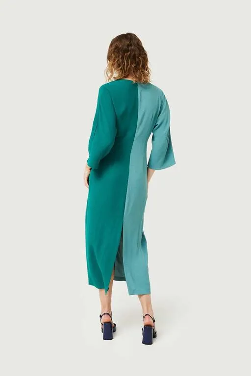 Color Block Long Dress - Green