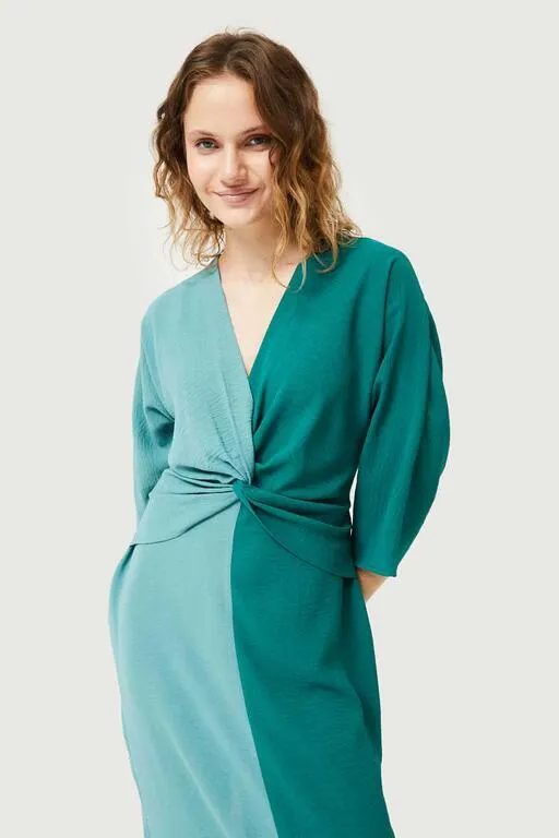 Color Block Long Dress - Green