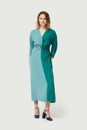 Color Block Long Dress - Green