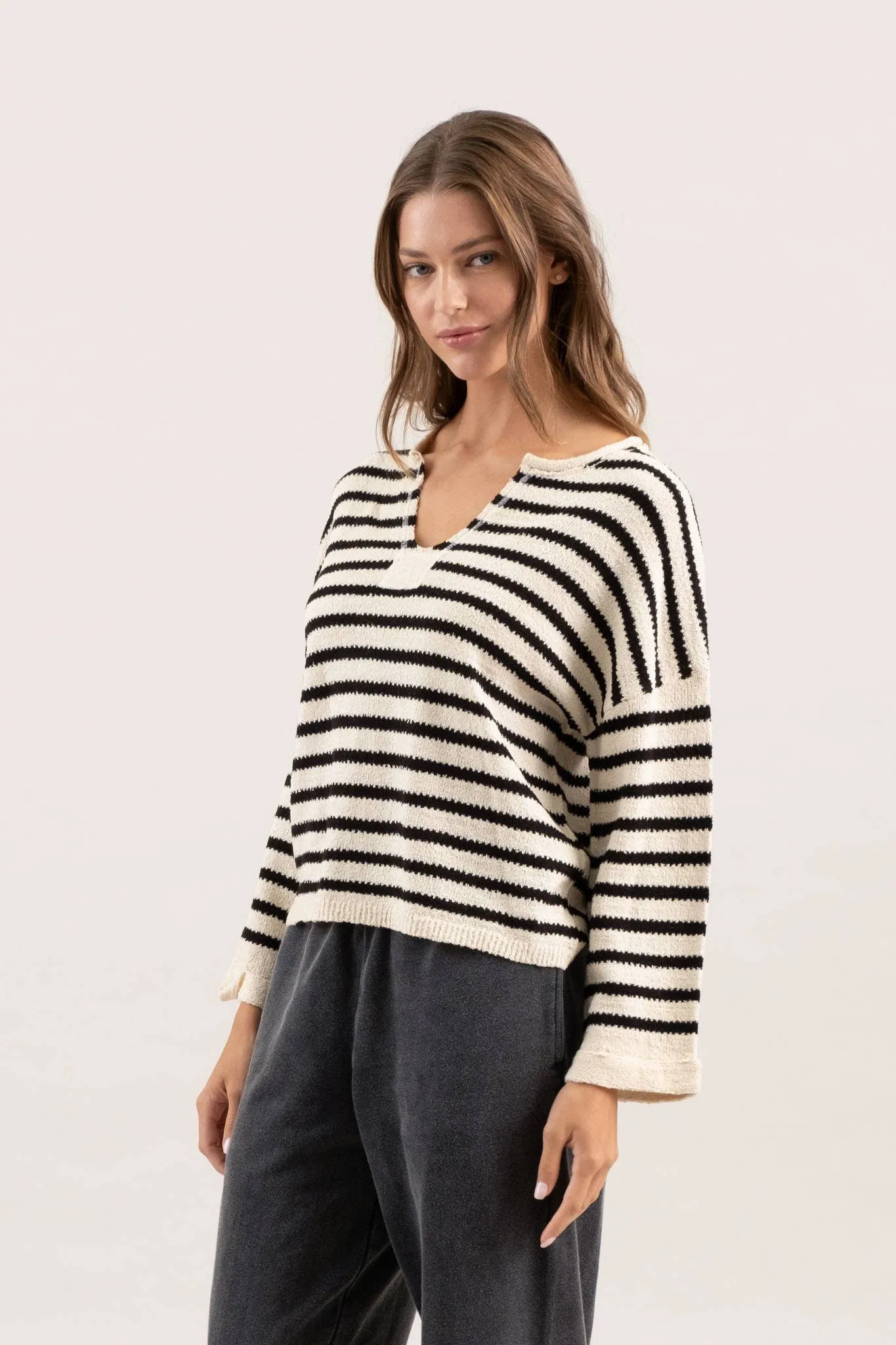 Cream & Black Stripe Sweater