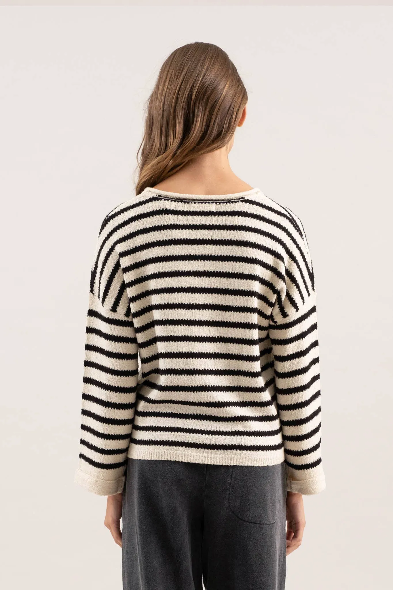 Cream & Black Stripe Sweater