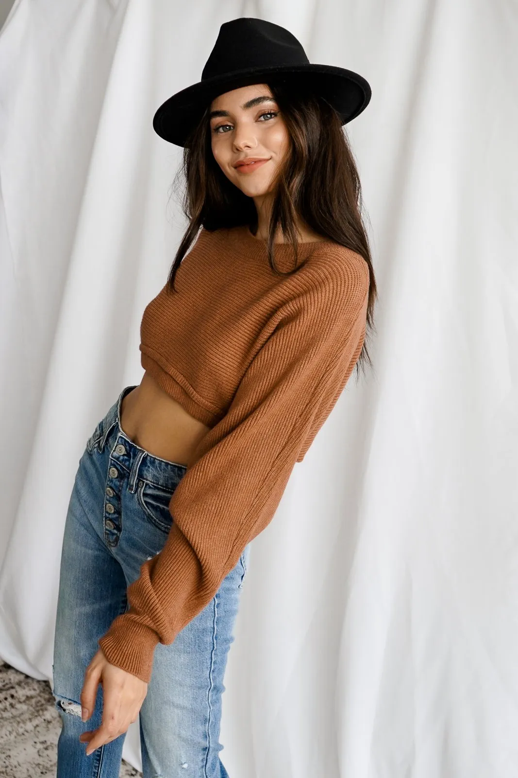 Crop Rib-Knit Sweater