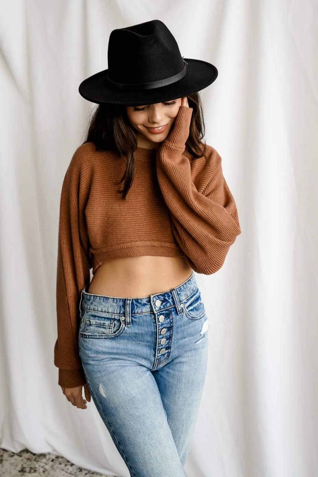 Crop Rib-Knit Sweater