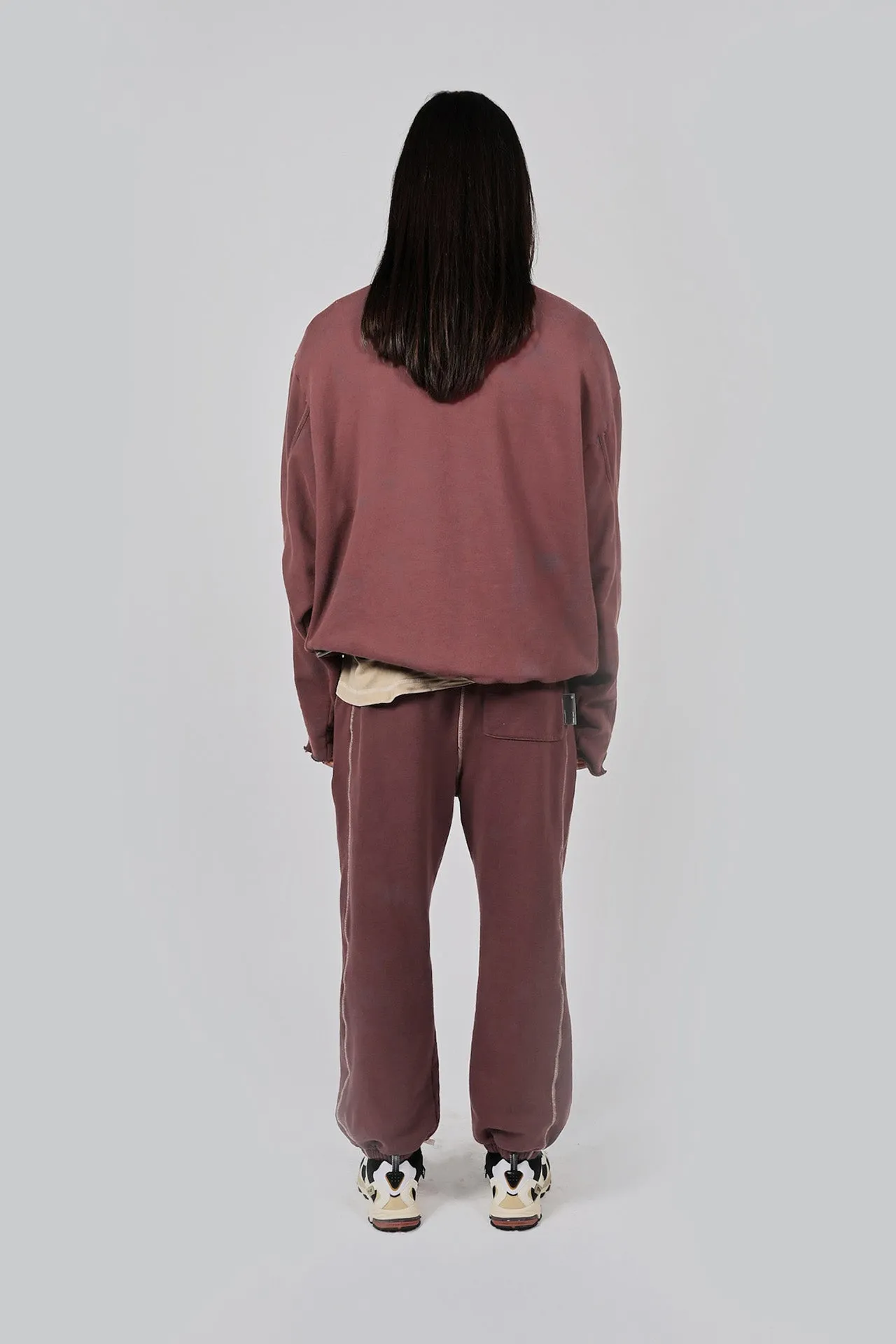 Cut Off Crew Sweater - Burgundy