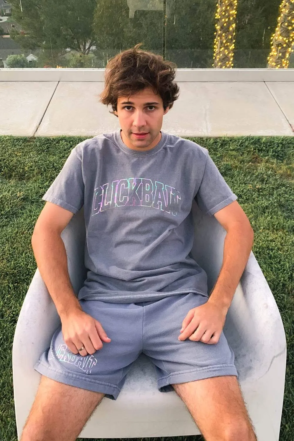 David Dobrik Stone Gray Iridescent Shirt