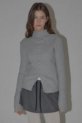 [DEARSTALKER] FW 24 RUDY RIBBED MOCKNECK CARDIGAN - GREY