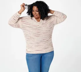 Denim & Co. Spacedye V-Neck Long Sleeve Sweater