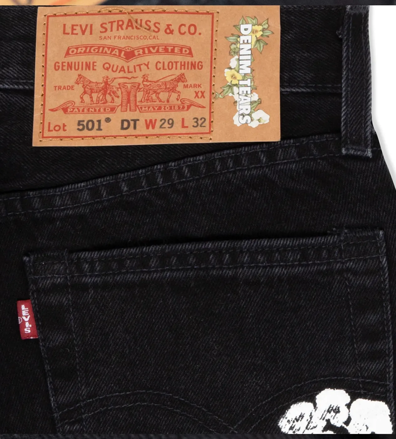 Denim Tears x Levi's Cotton Wreath Black Denim Jeans