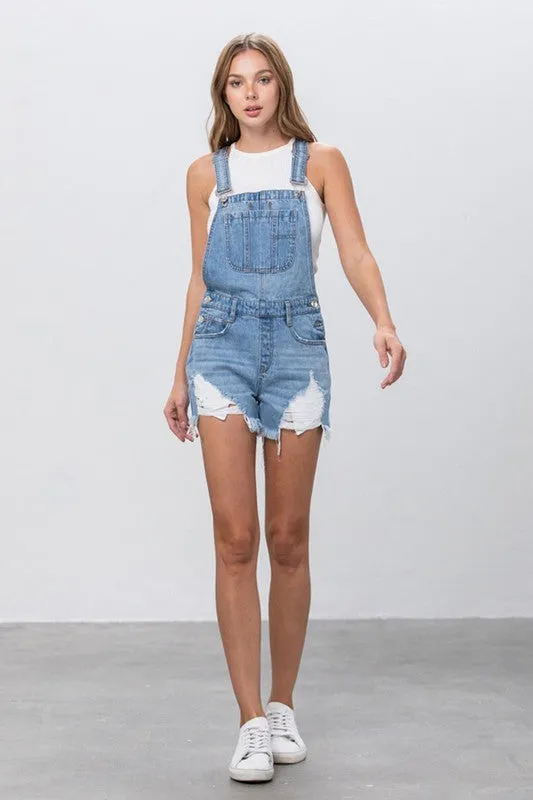 Distressed Zola Overall Shorts