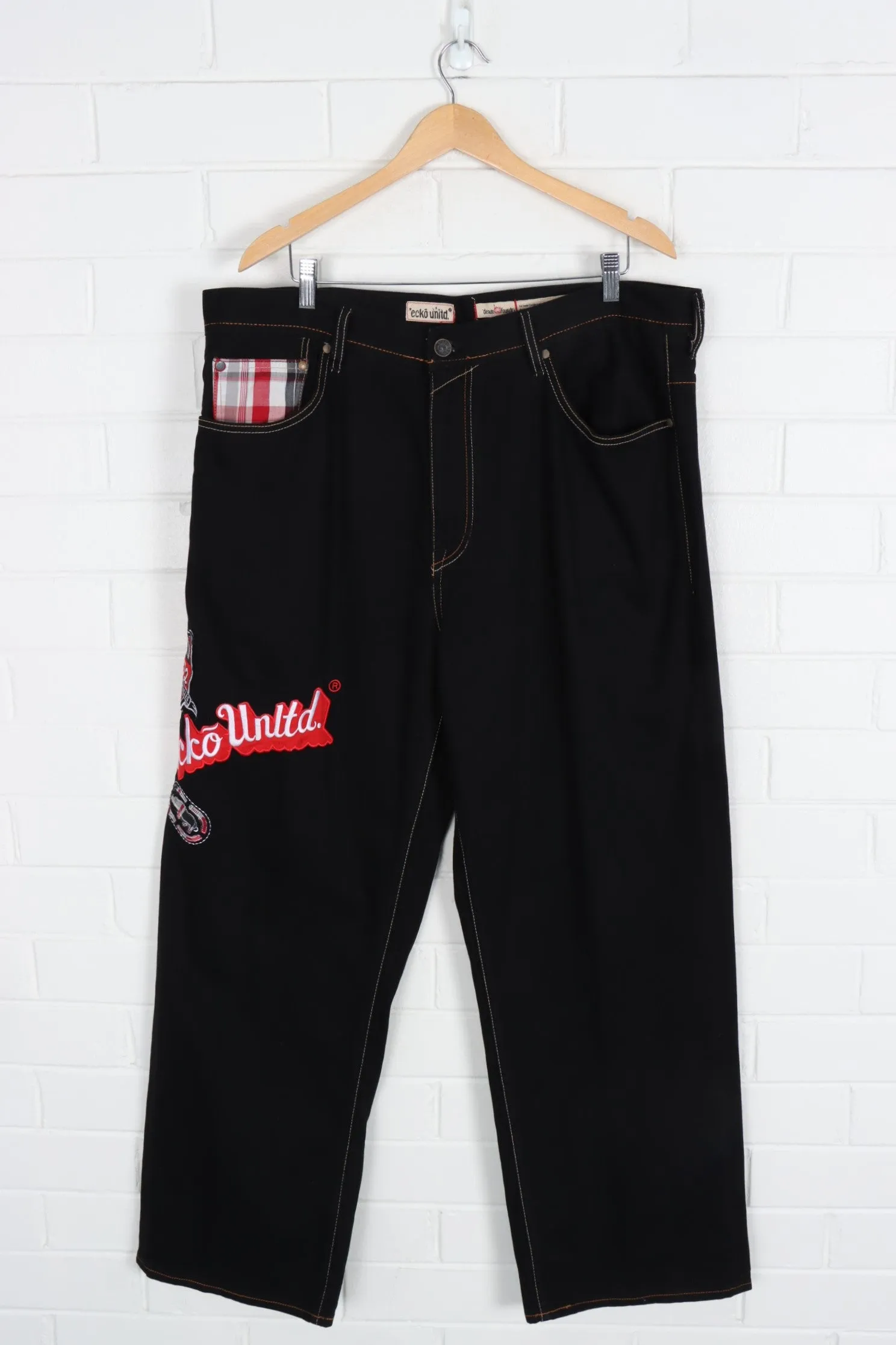 Ecko Unltd Embroidered Red & Black Badge Jeans (40)