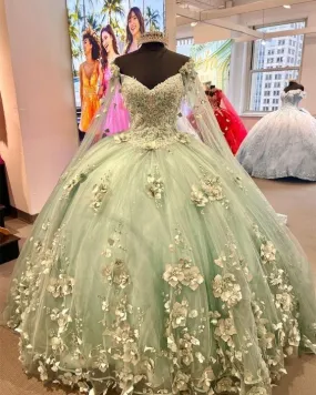 Elegant Ball Gown Quinceanera Prom dresses Applique Lace Sweet 16 Formal Dress      fg4051