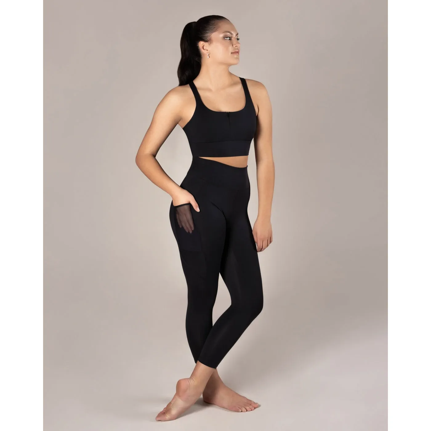 Energetiks Elysia Zip Crop Top | Black (Adult)