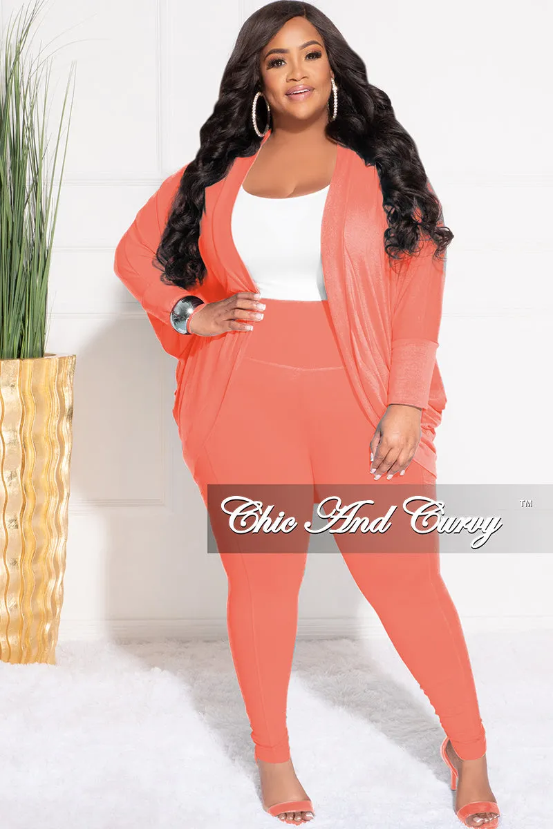 Final Plus Size 2pc Cardigan and Legging Set in Deep Coral