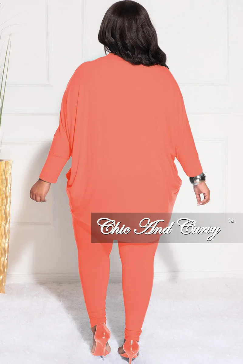 Final Plus Size 2pc Cardigan and Legging Set in Deep Coral