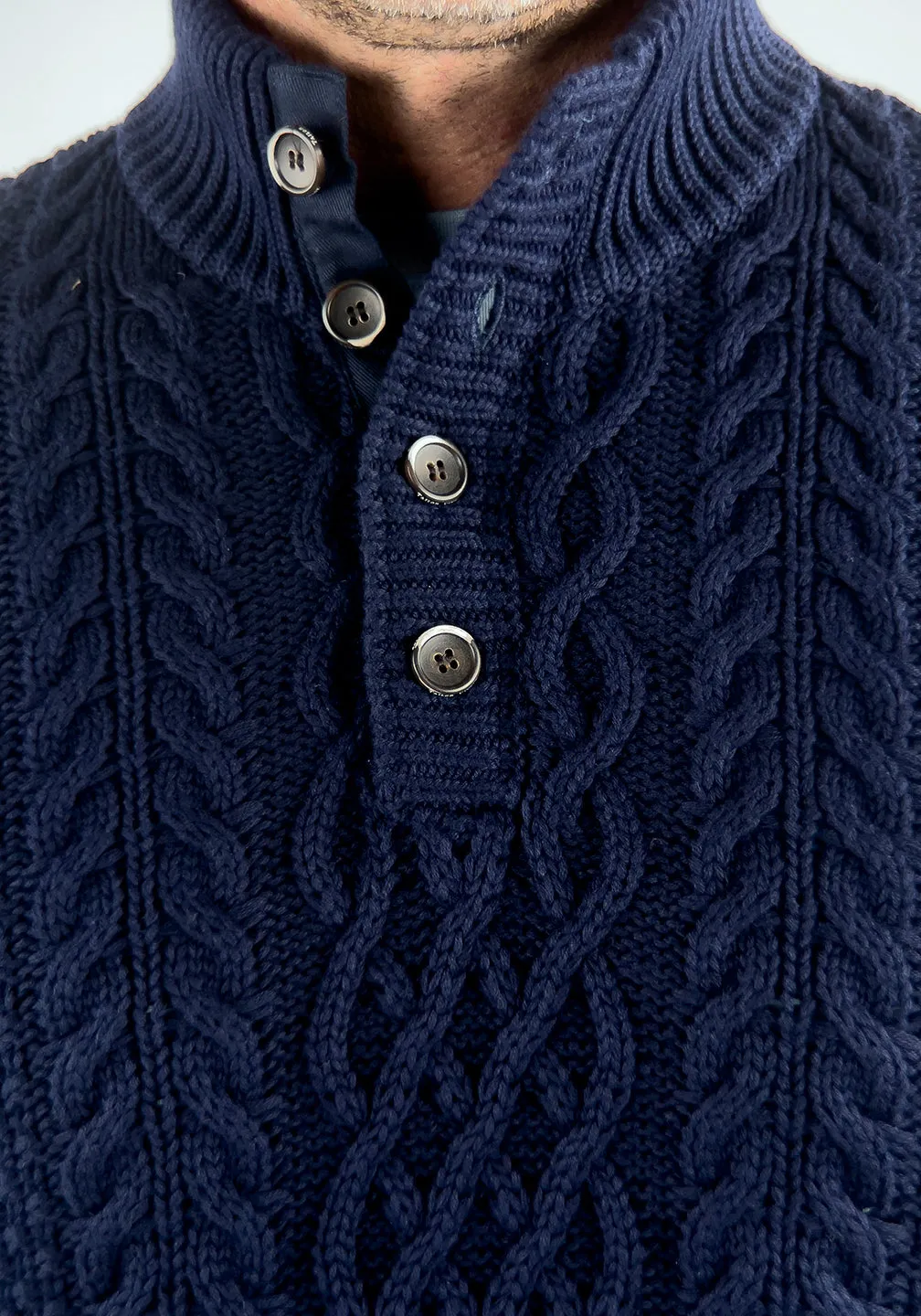 Fisherman Cable Mock Neck Sweater