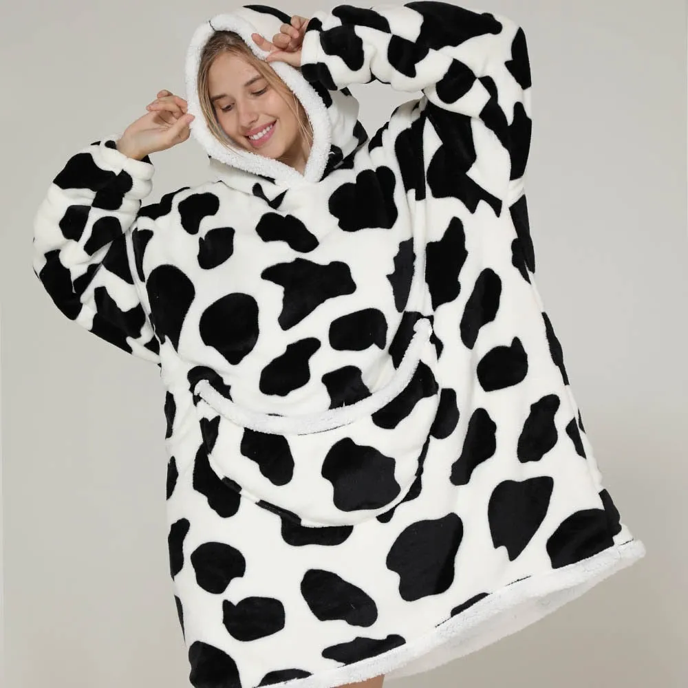 Funki Buys | Oodies | Unisex Soft Cow Animal Print Hoodie