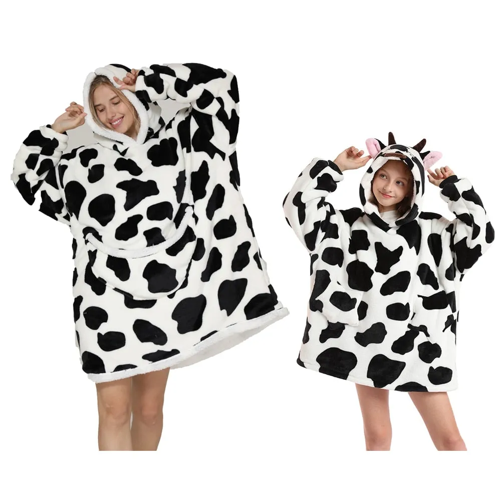 Funki Buys | Oodies | Unisex Soft Cow Animal Print Hoodie