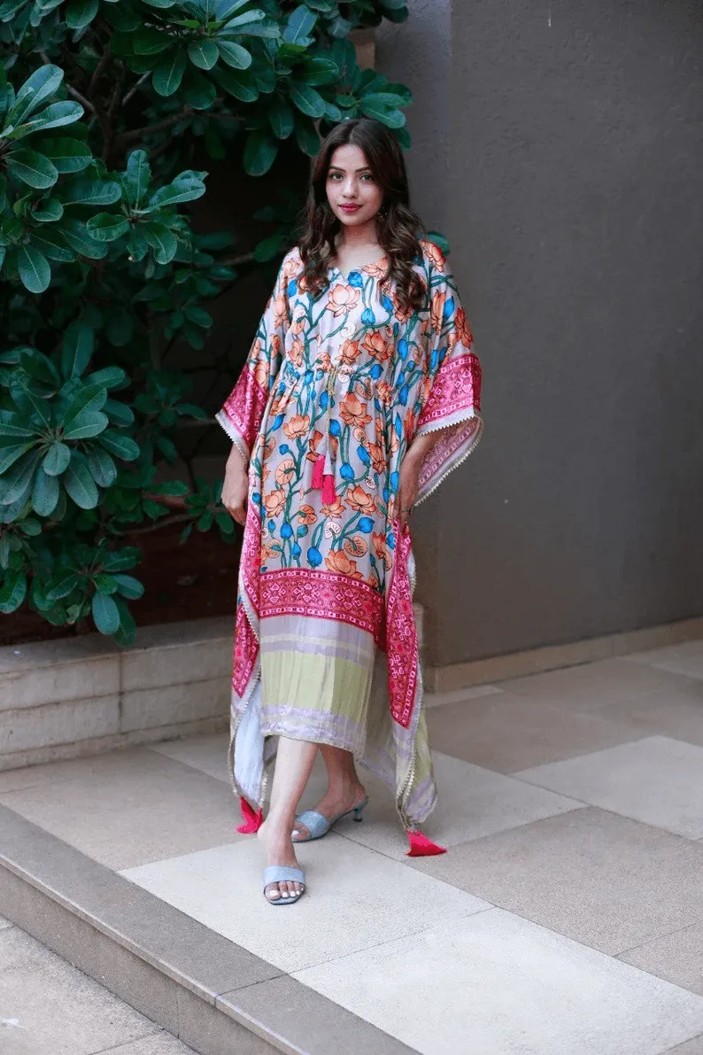 Gaji Silk Kaftan Dress for Women