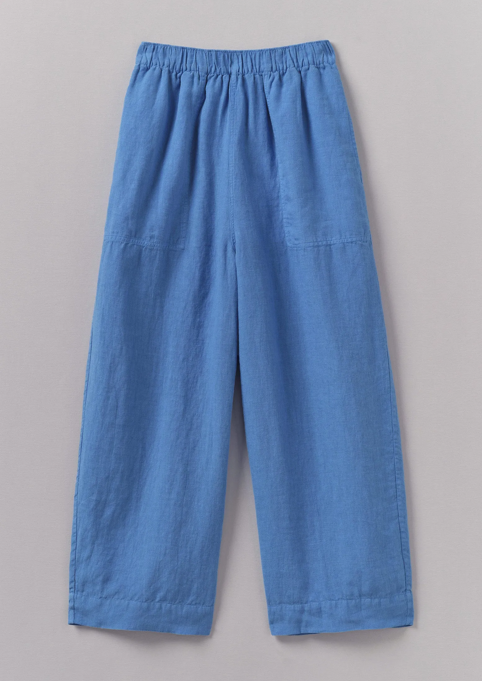 Garment Dyed Linen Barrel Leg Trousers | Blue Violane