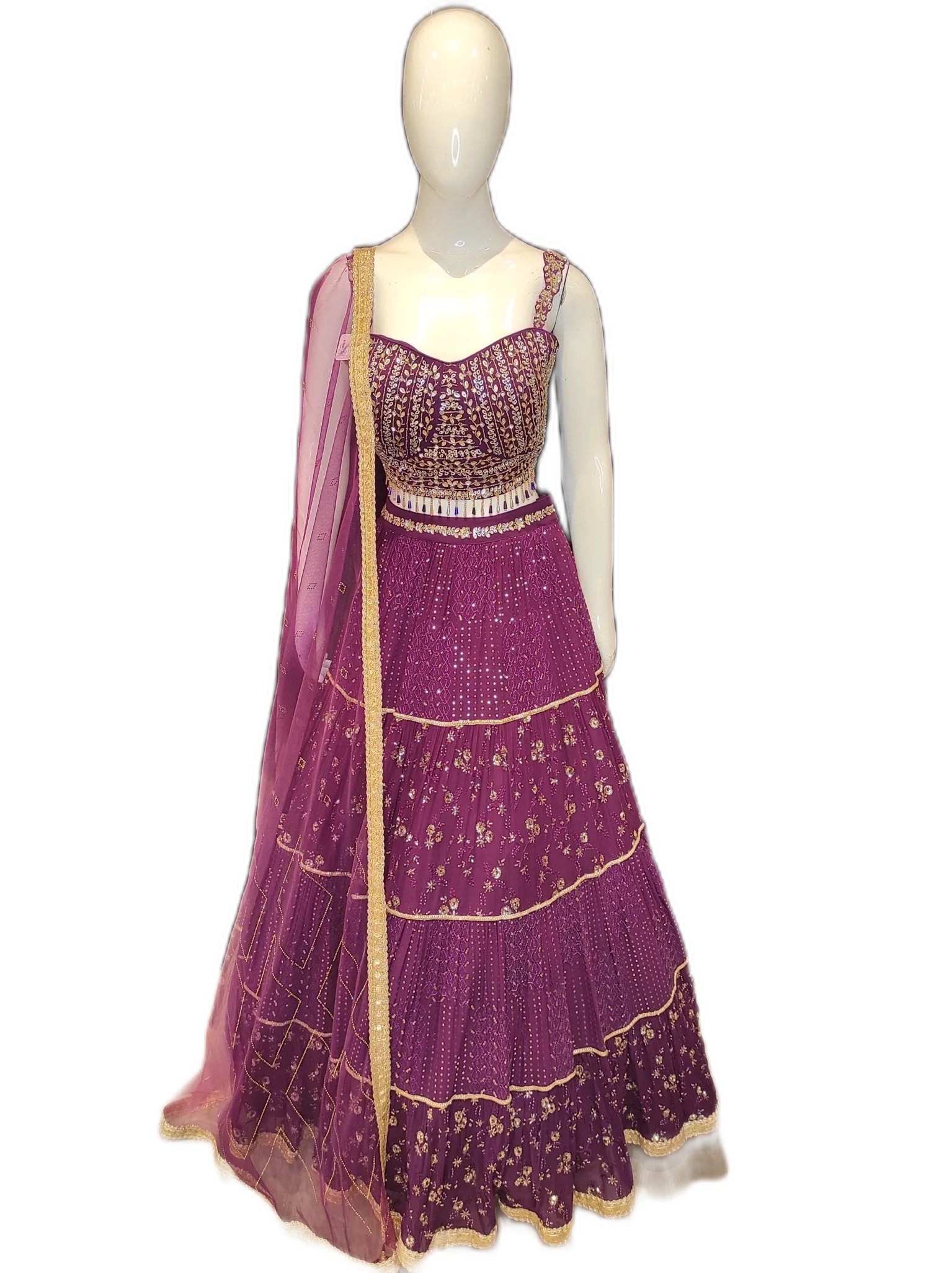 Georgette Lehenga Choli With Hand Embroidery