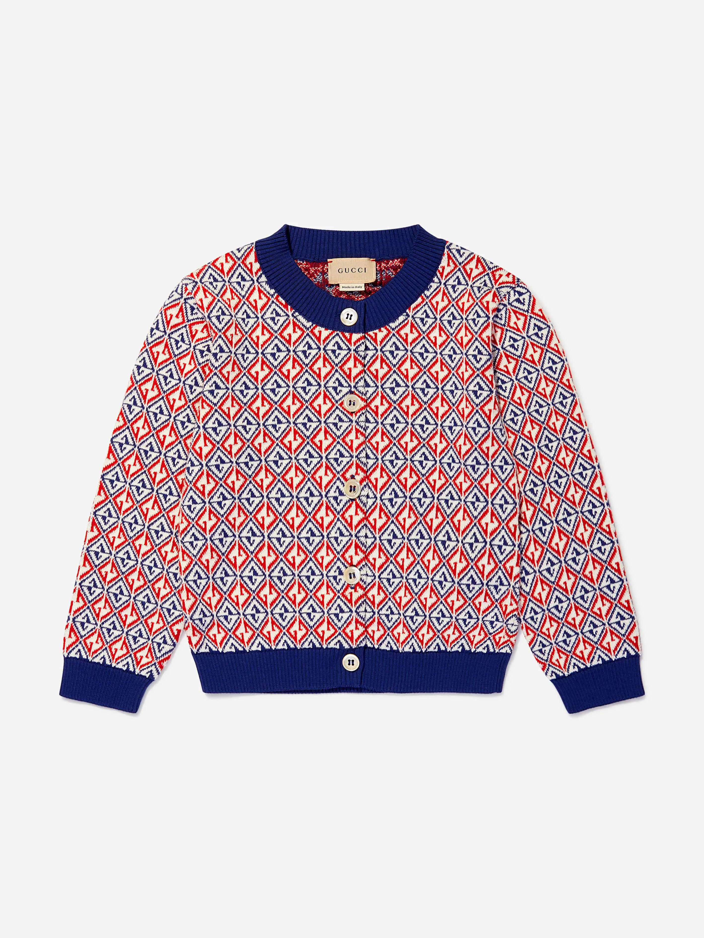 Gucci Girls Cotton Geometric GG Cardigan