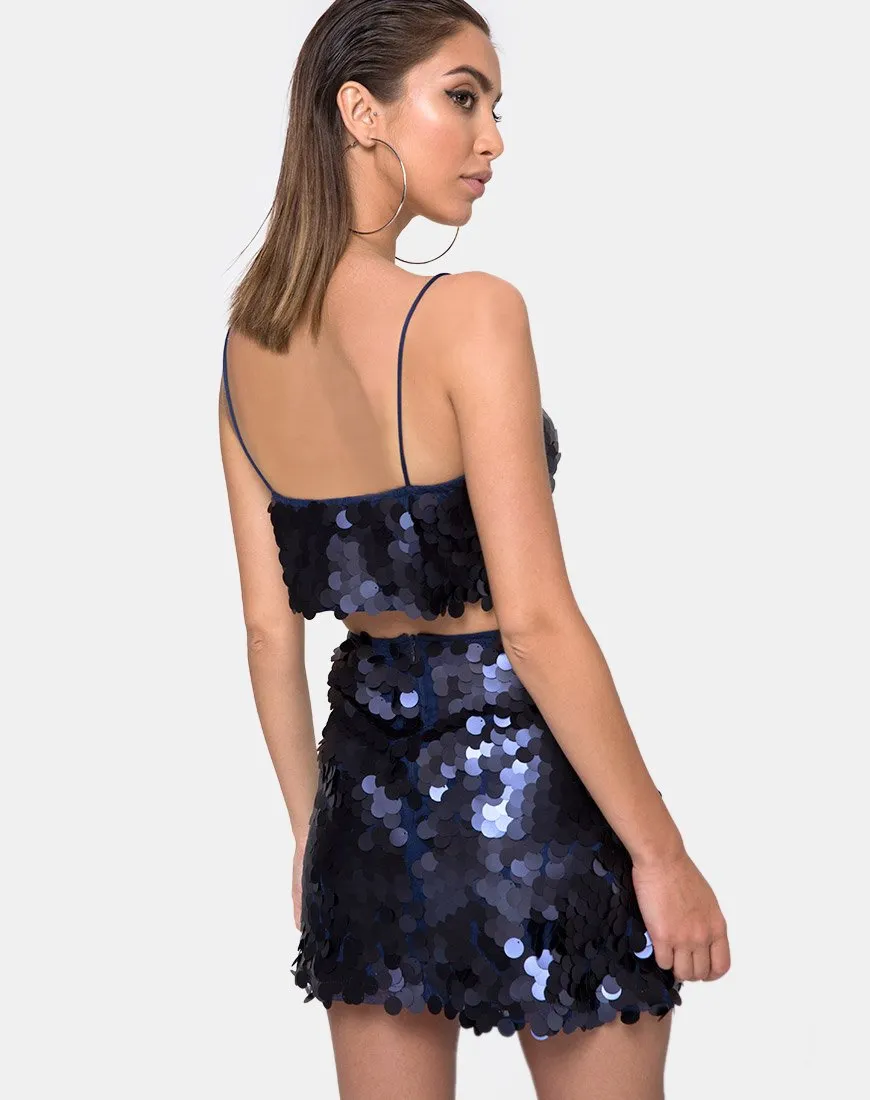 Helena Skirt in Fishcale Sequin Midnight