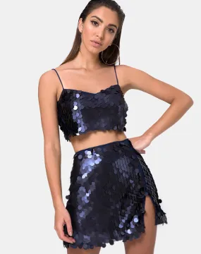 Helena Skirt in Fishcale Sequin Midnight