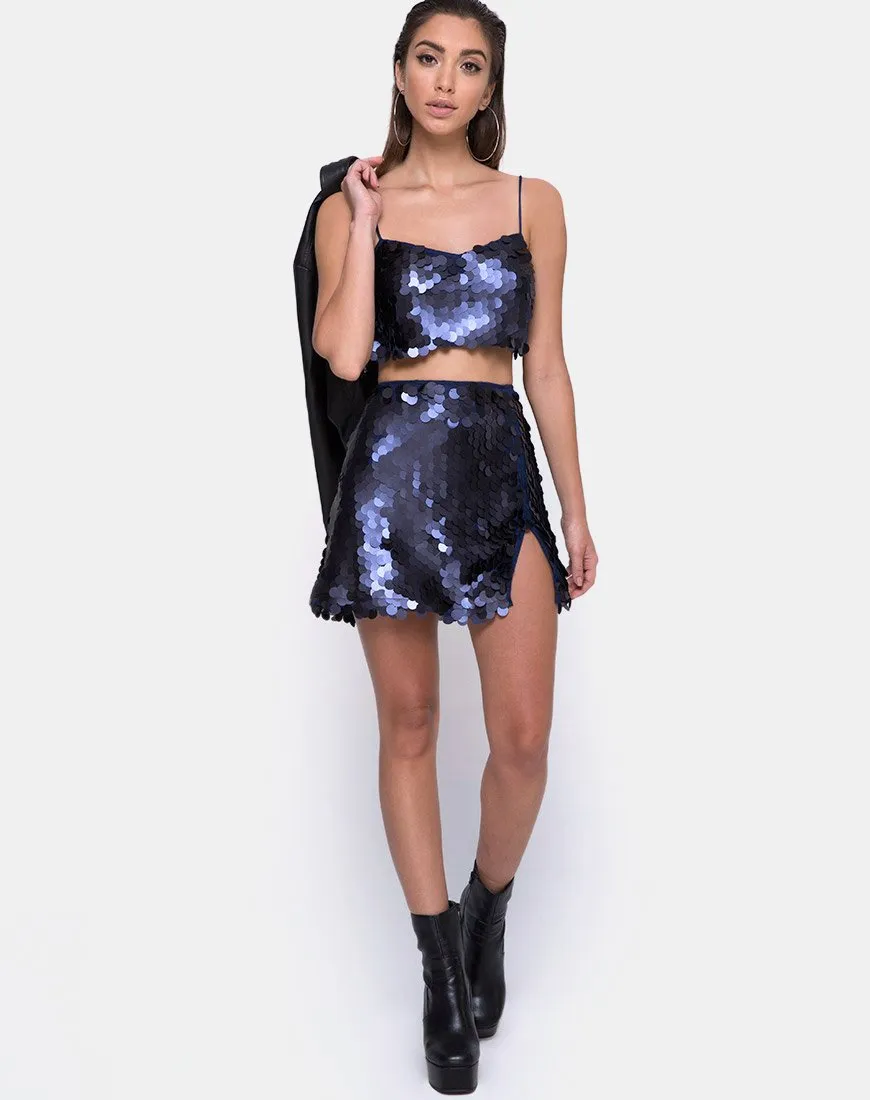 Helena Skirt in Fishcale Sequin Midnight