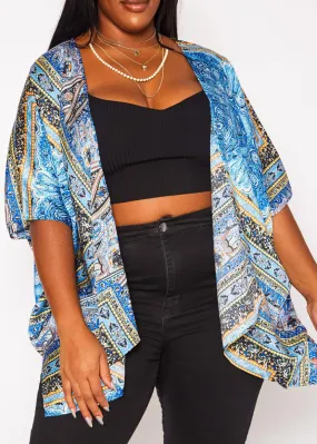 HI Curvy Plus Size Women Paisley Print Cardigan