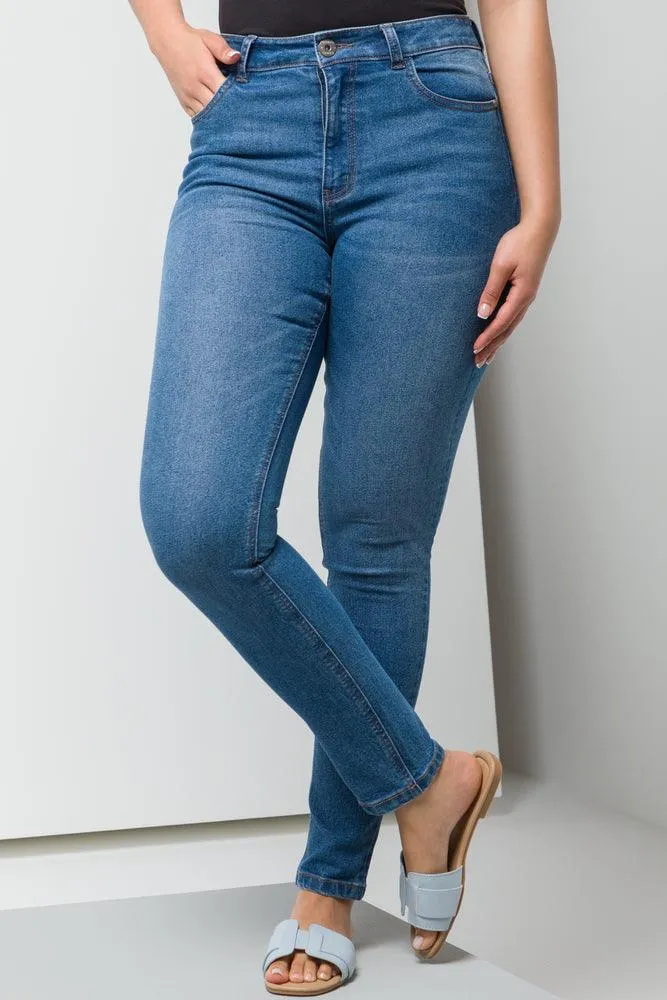 High Rise Skinny Denim Jean Mid Blue