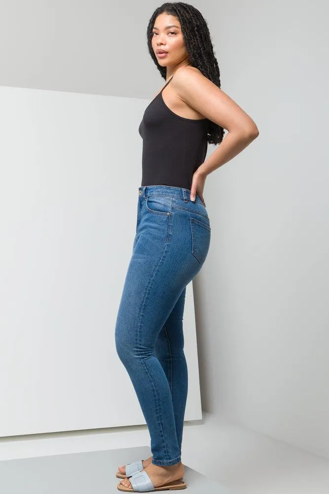 High Rise Skinny Denim Jean Mid Blue