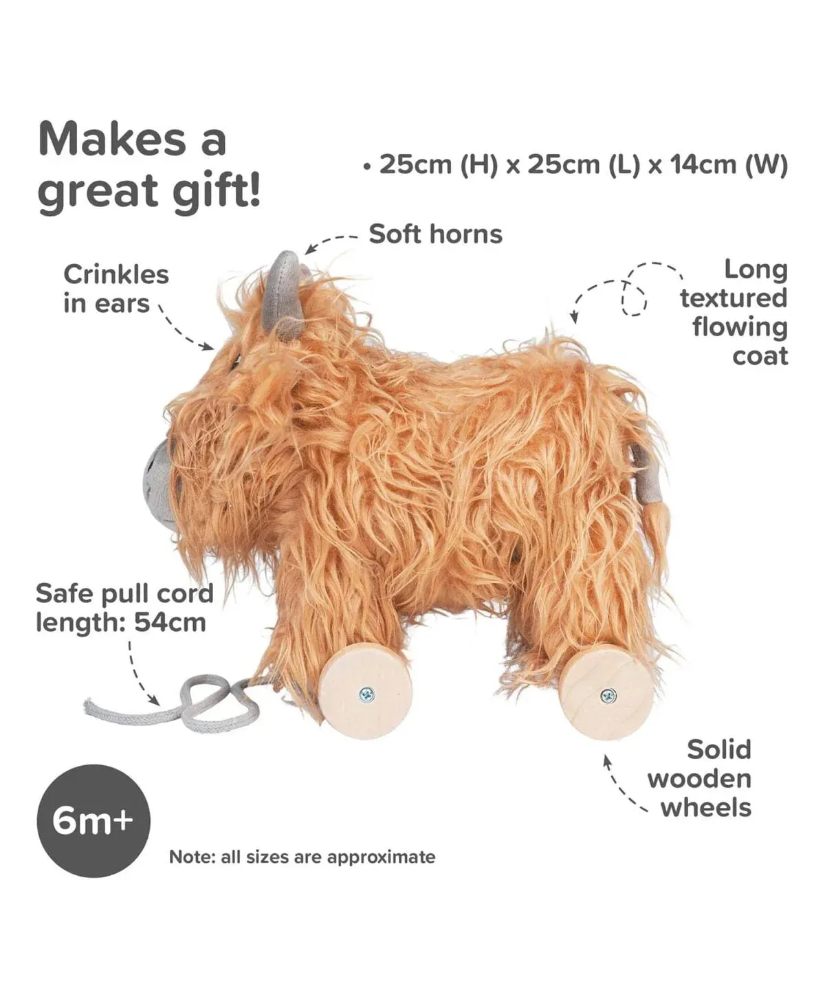 Hubert Highland Cow Pull Along Toy