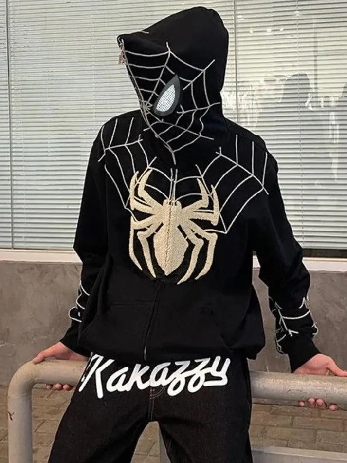 Ilooove - Men's Spider Man Styling Print Oversized Hoodie