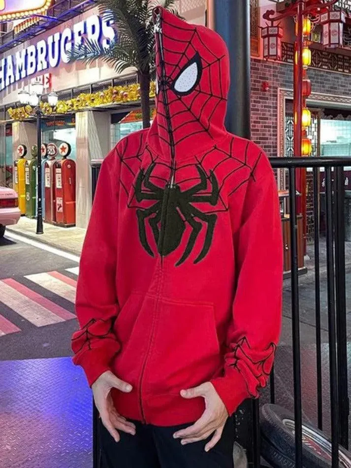 Ilooove - Men's Spider Man Styling Print Oversized Hoodie