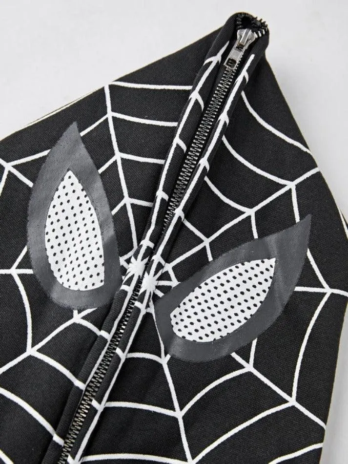 Ilooove - Men's Spider Man Styling Print Oversized Hoodie